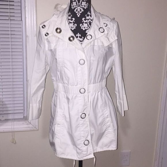 𝅺Armani exchange white coat with a hoodie, size L - Picture 1 of 6
